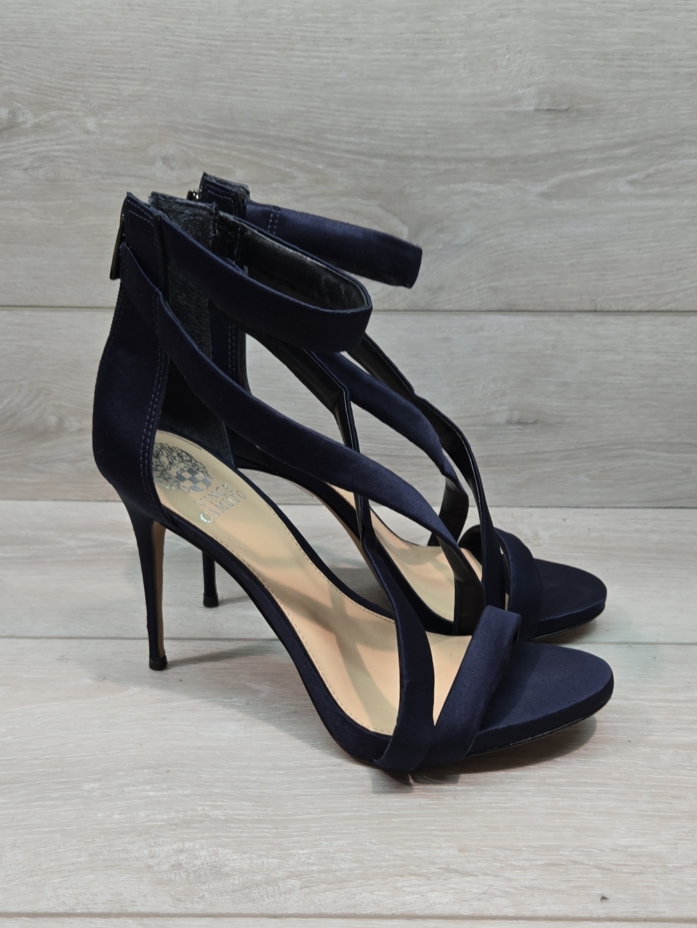 Vince Camuto Women's Devinhara Navy Strappy High Heel Sandals Shoes 9M